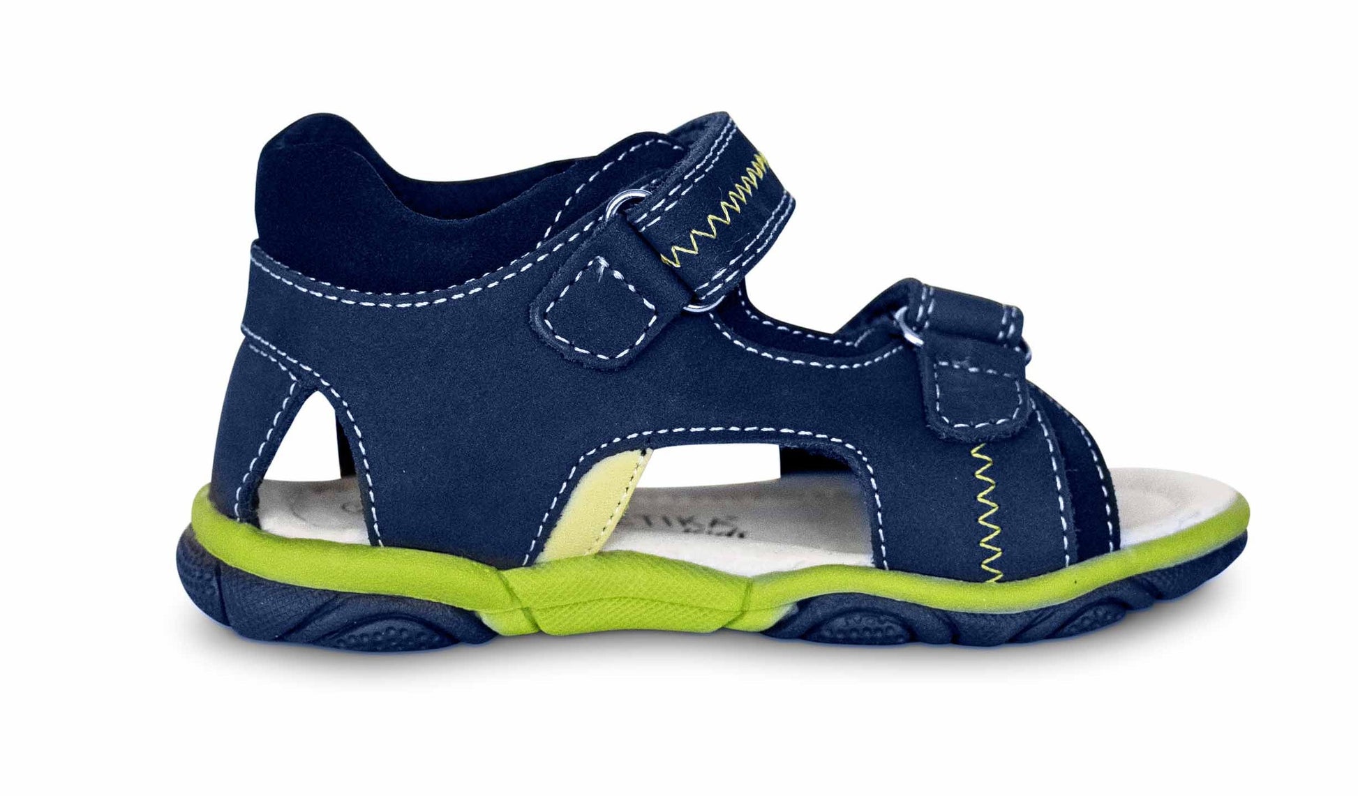 Blue arch supporting leather sandals for toddler boys