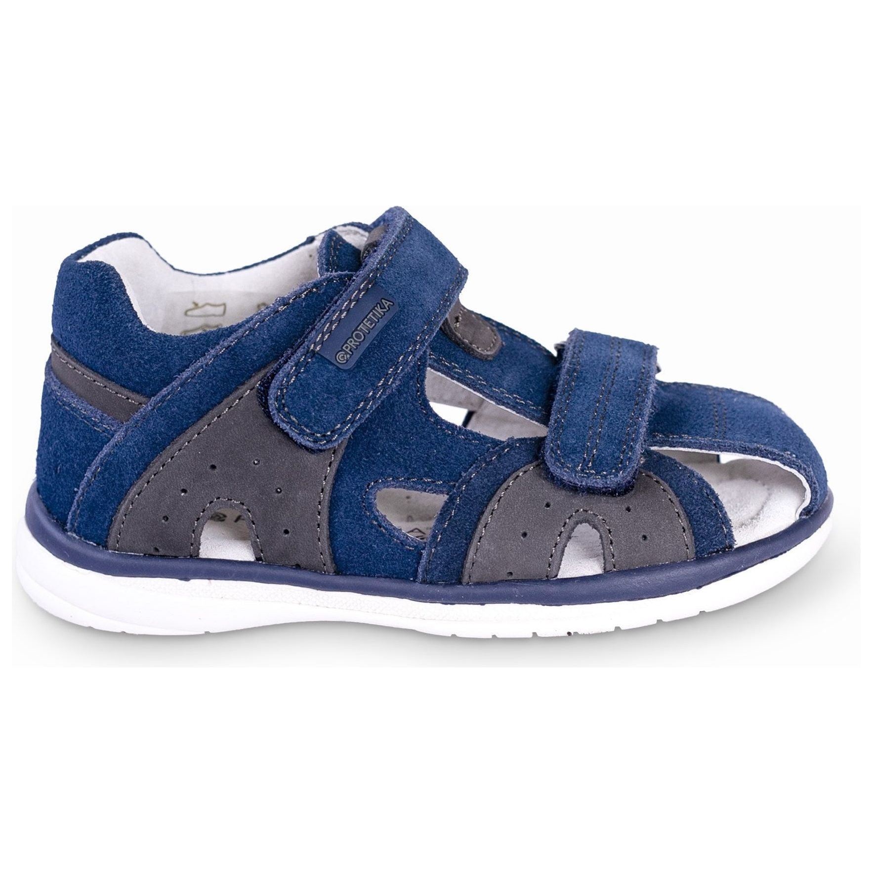 Comfortable blue leather arch support sandals for small boys