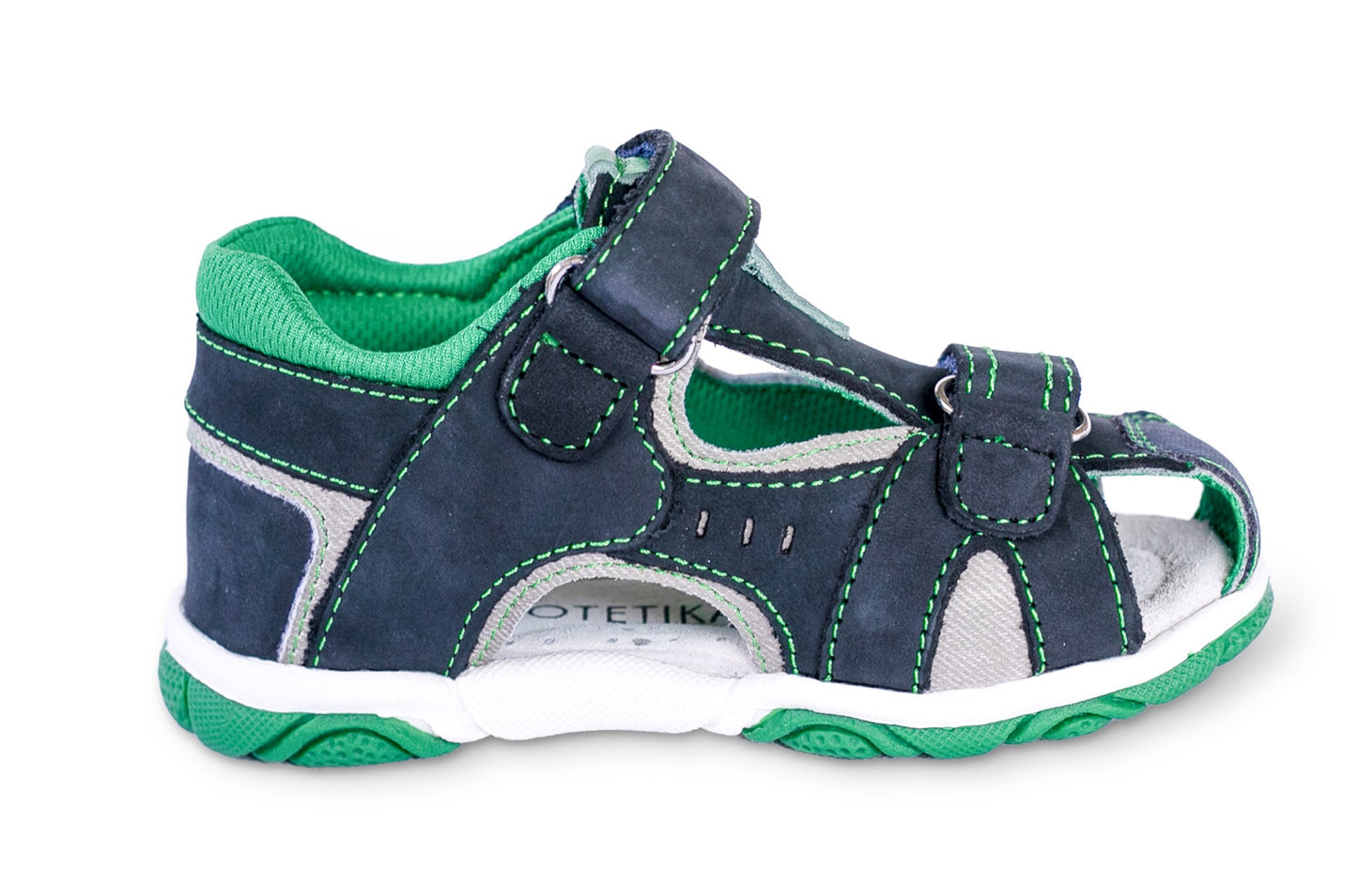 Black green toddler boy arch support sandals - feelgoodshoes.ae