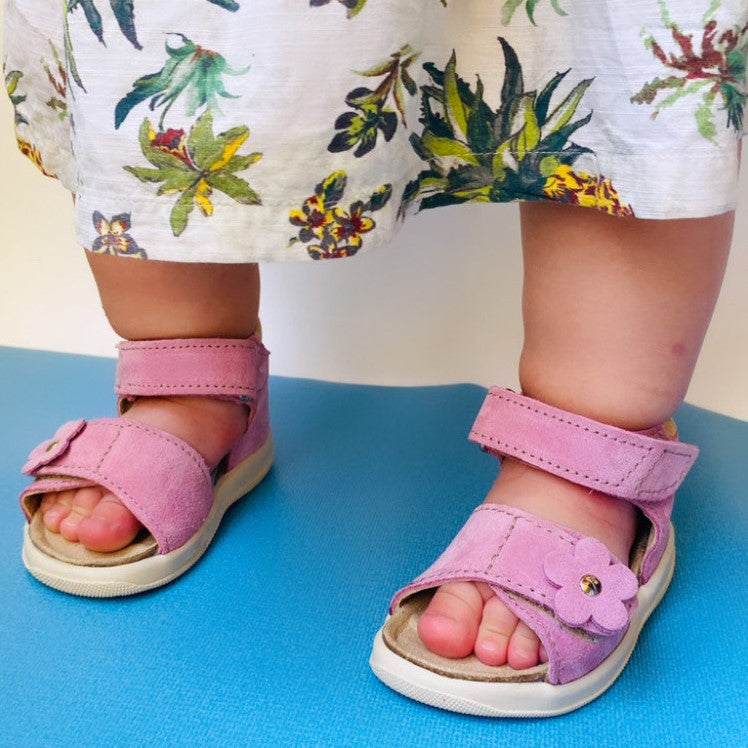 Beautiful pink suede leather sandals for small and bigger girls