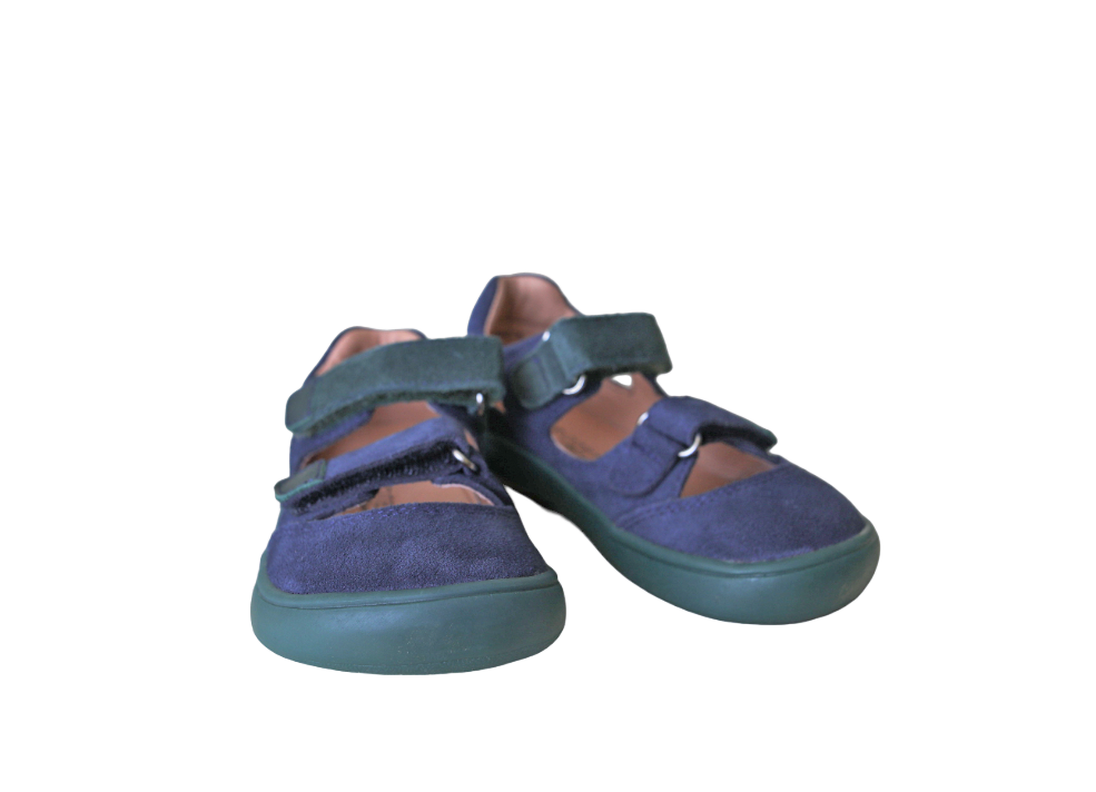 Blue genuine suede leather sneakers for small boys