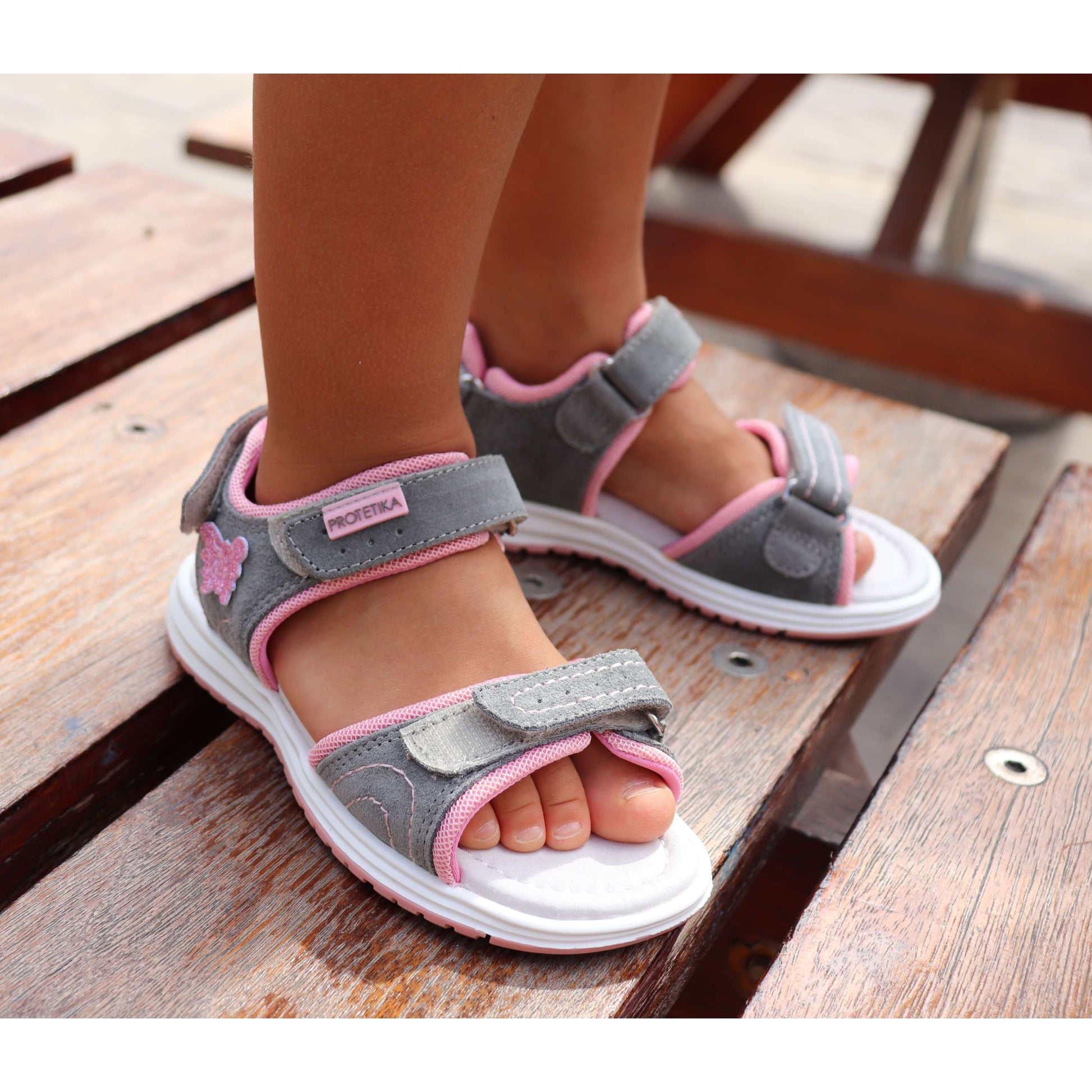 HOLY grey older girls arch support sandals - feelgoodshoes.ae
