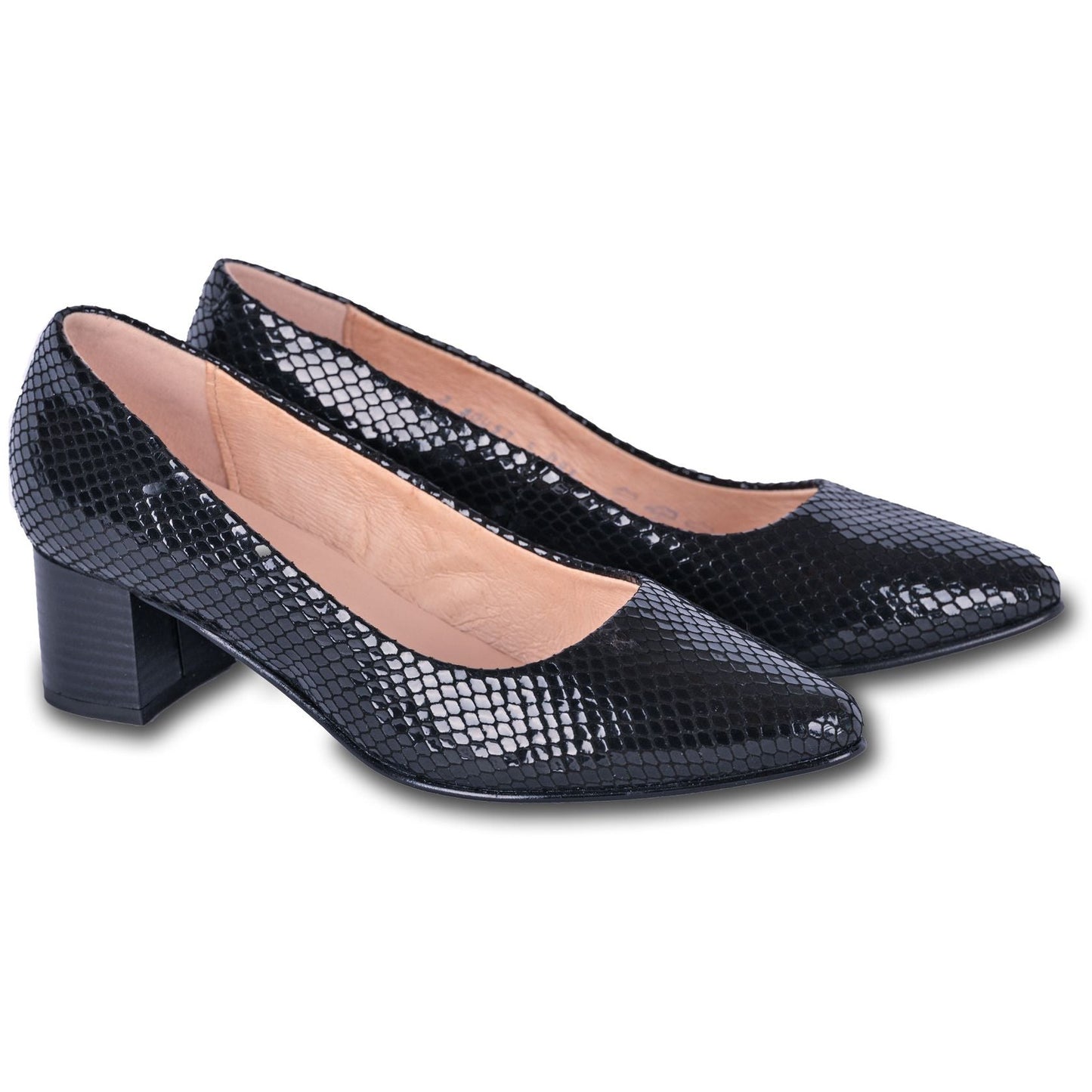 ROSINA glossy women black heel pump shoes - feelgoodshoes.ae