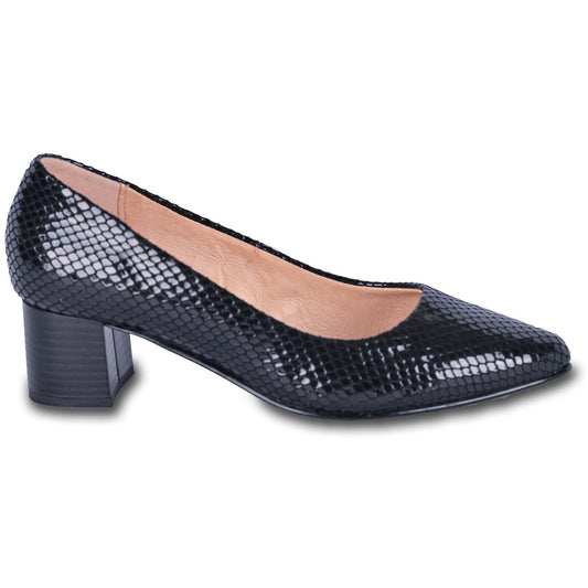 ROSINA glossy women black heel pump shoes - feelgoodshoes.ae