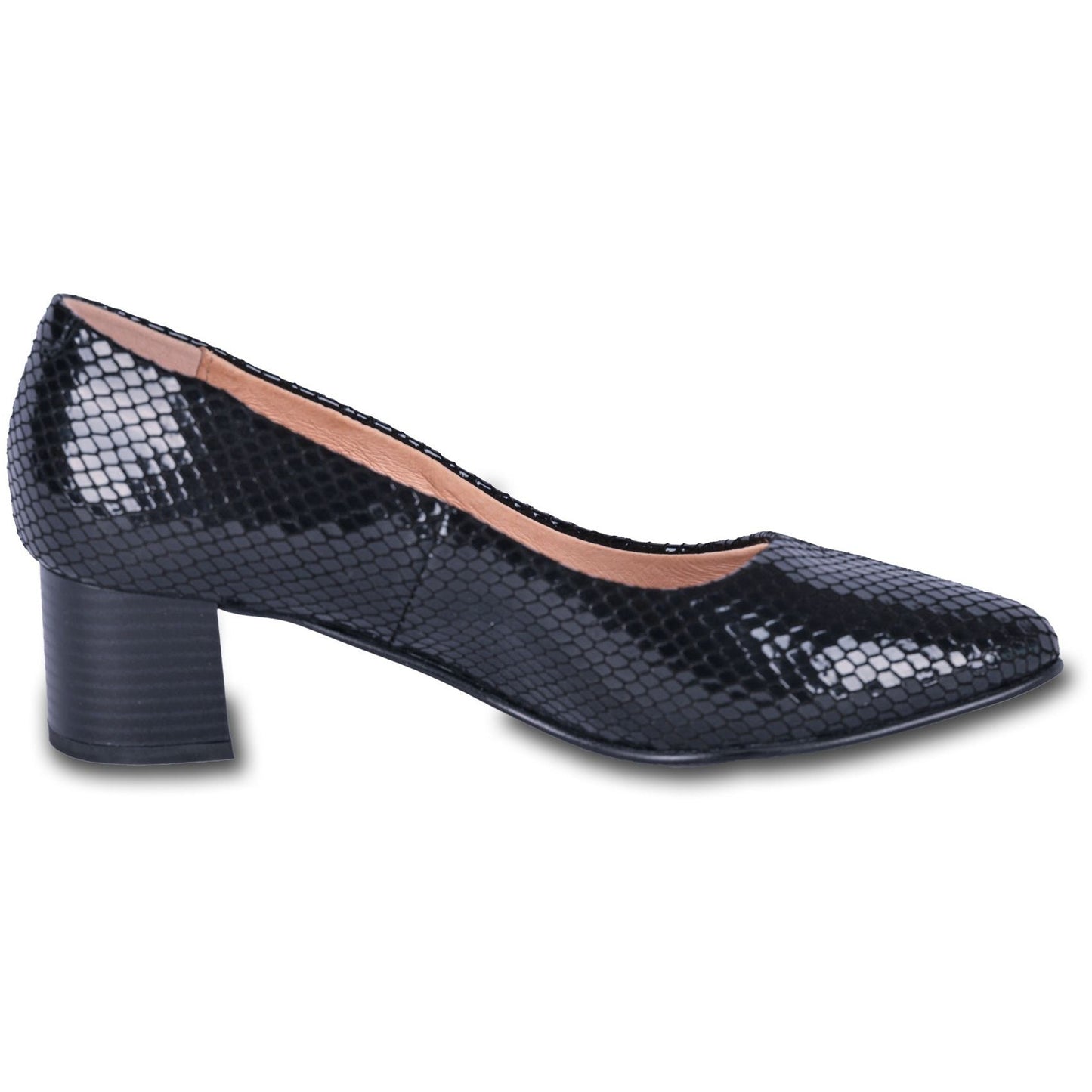 ROSINA glossy women black heel pump shoes - feelgoodshoes.ae