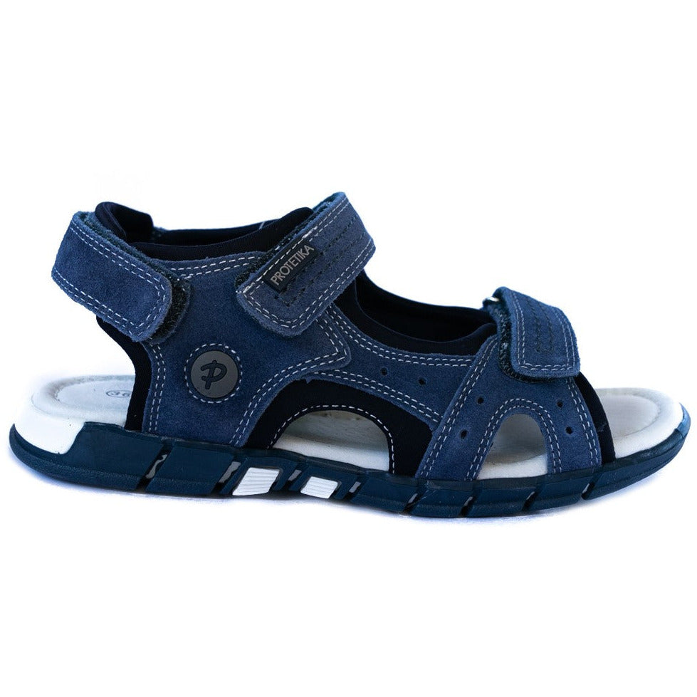 Last size remaining - dark blue genuine leather sandals for big boys