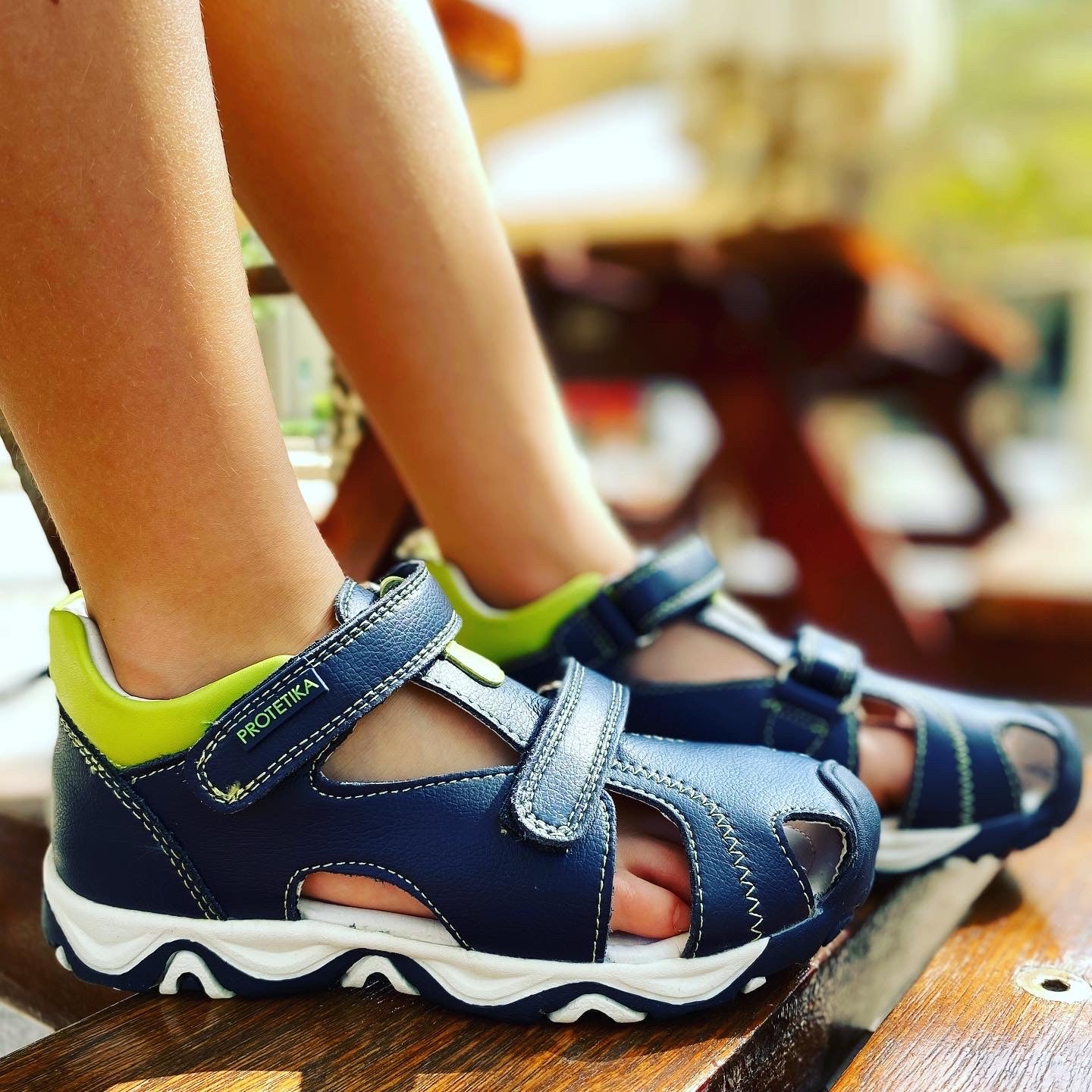 Stylish dark blue orthotic sandals for boys