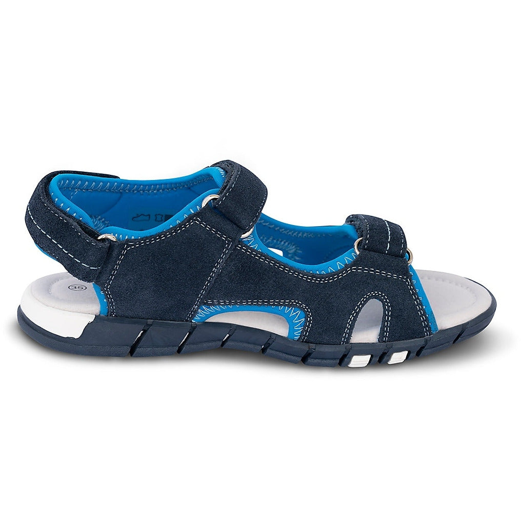 Dark blue arch supporting leather sandals for older boys