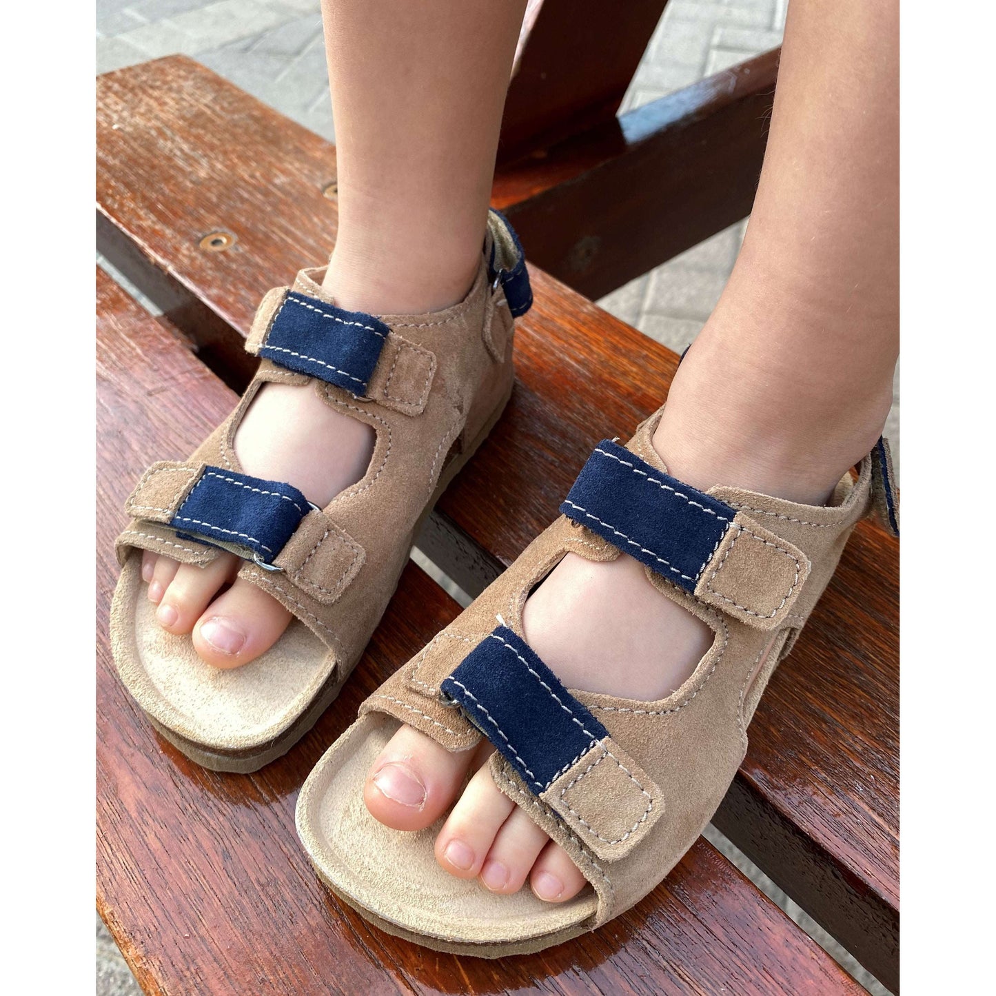 orthopedic older boys sandals with open heel: T27: color brown - feelgoodshoes.ae