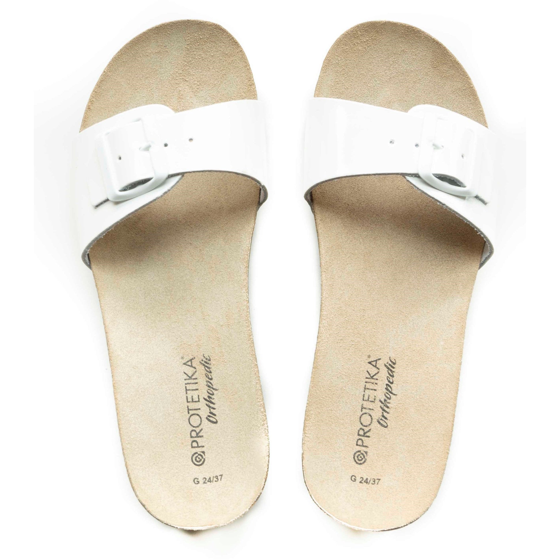 T84: color 01 - glossy white ladies orthotic wedge sandals - feelgoodshoes.ae