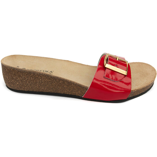 T84: color 34 - glossy red ladies orthotic wedge sandals - feelgoodshoes.ae