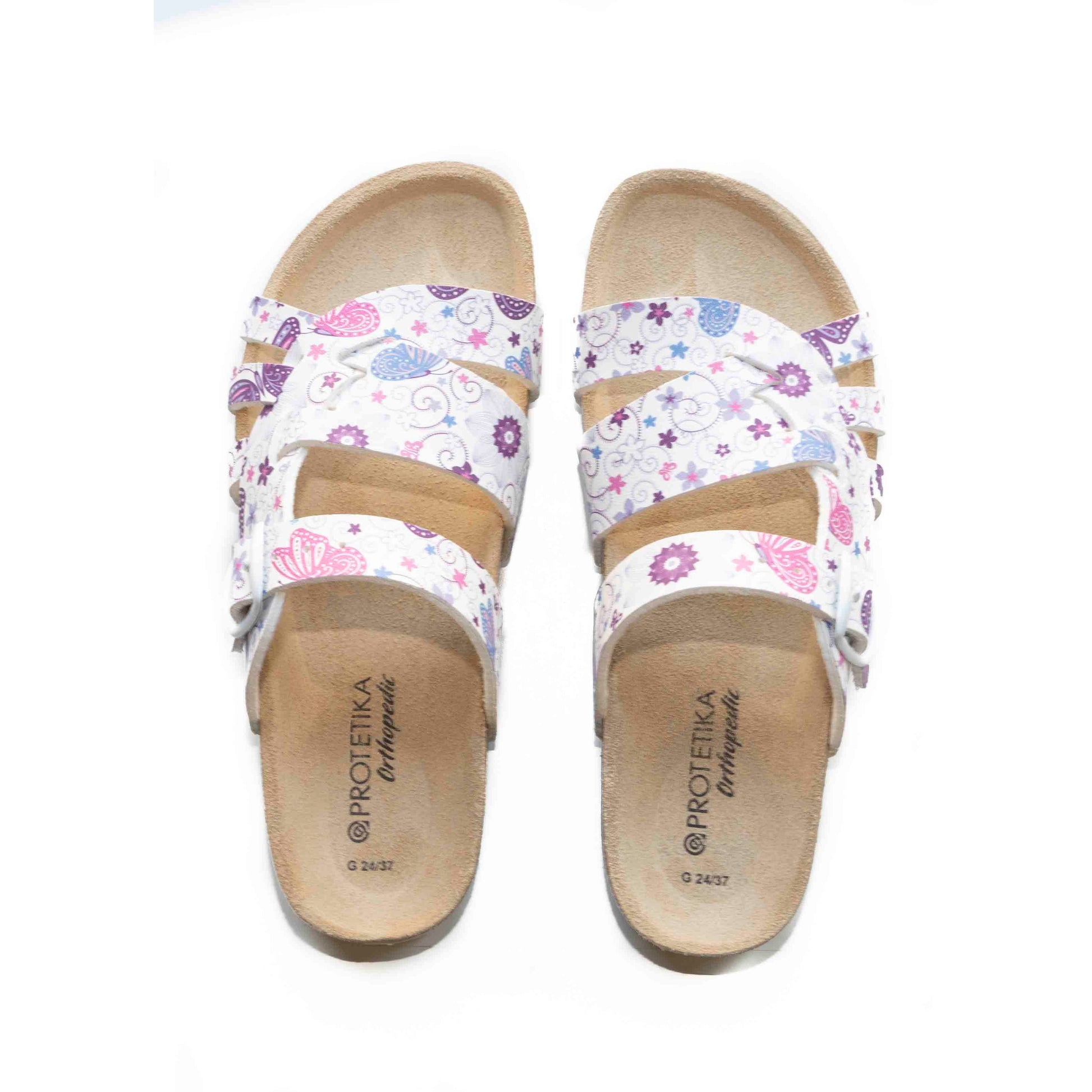 T90: colour 12 - white purple ladies orthotic sandals - feelgoodshoes.ae