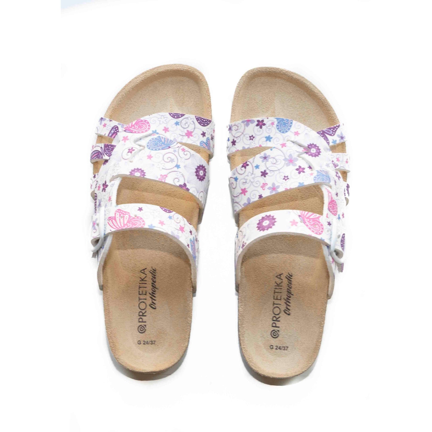 T90: colour 12 - white purple ladies orthotic sandals - feelgoodshoes.ae