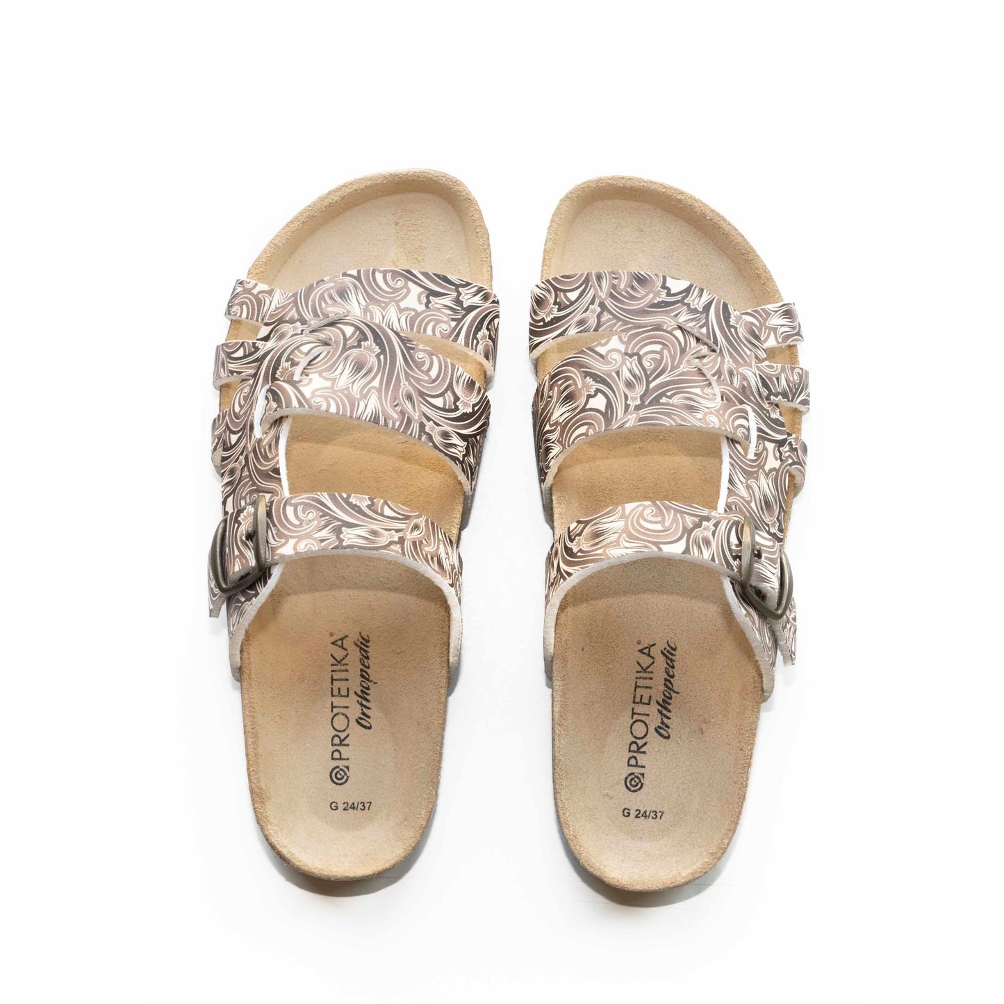 T90: colour 40 - white brown ladies orthotic sandals - feelgoodshoes.ae