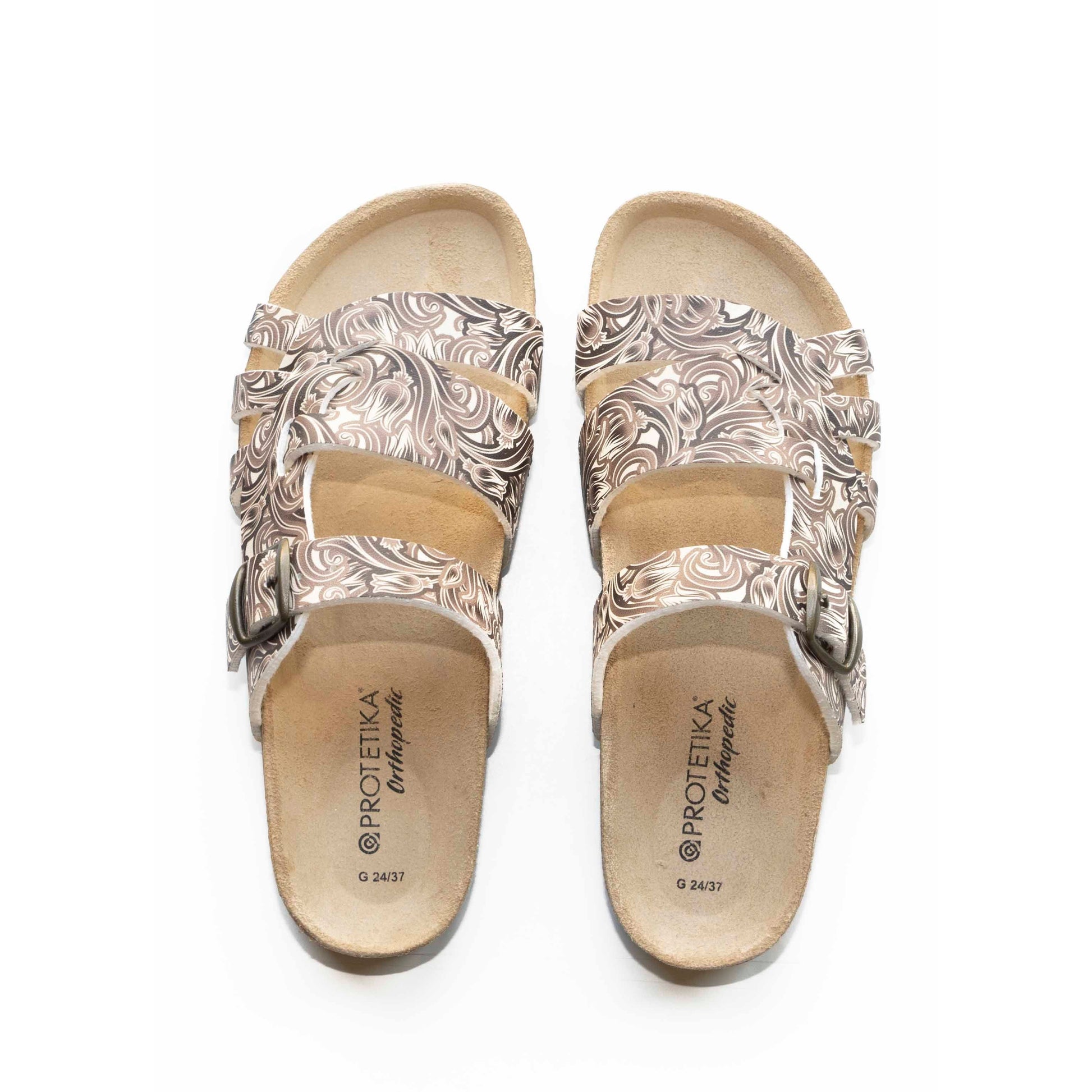 T90: colour 40 - white brown ladies orthotic sandals - feelgoodshoes.ae