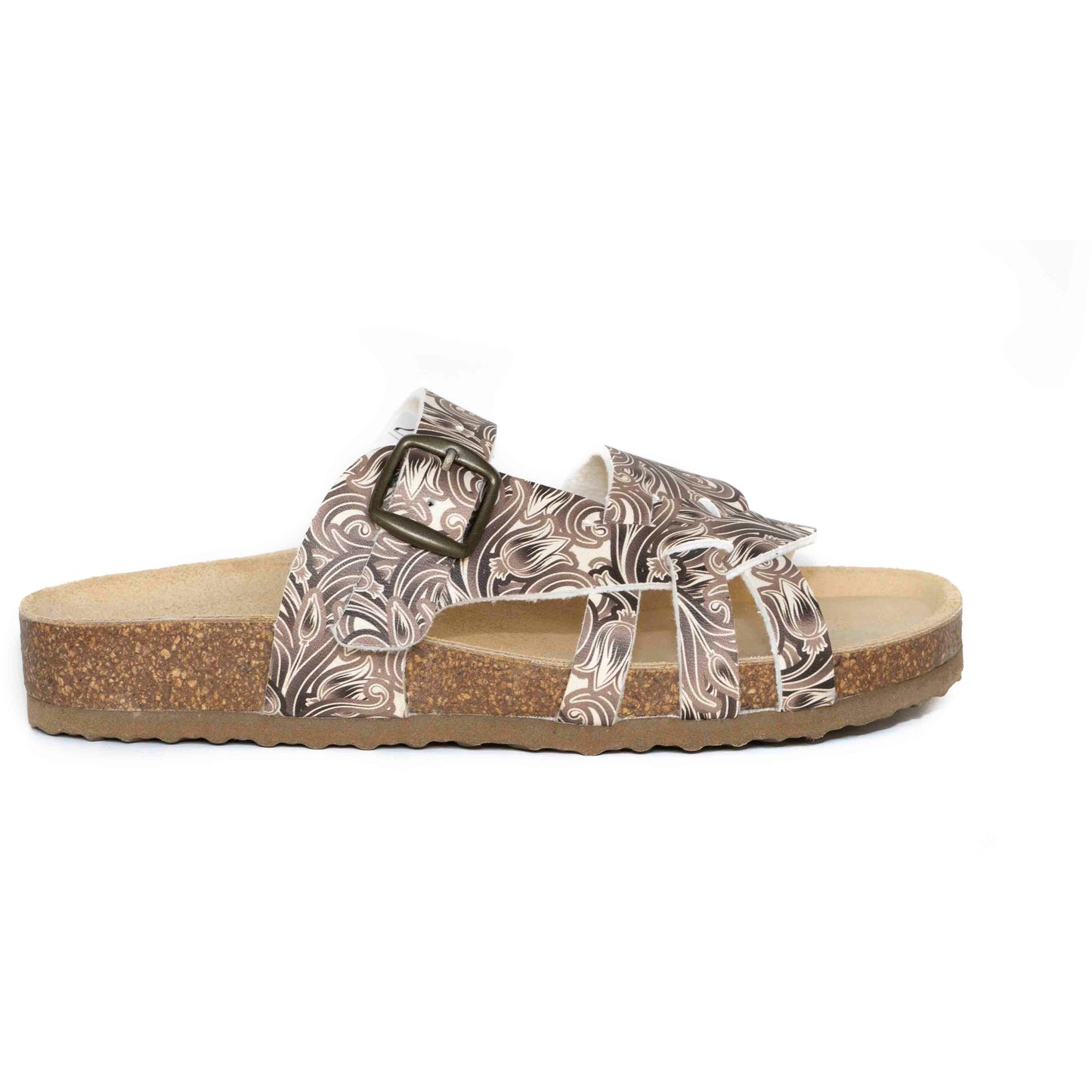 T90: colour 40 - white brown ladies orthotic sandals - feelgoodshoes.ae