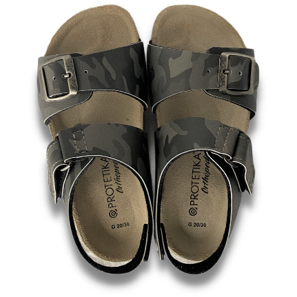 orthopedic older girls/boys sandals : T97: grey camouflage - feelgoodshoes.ae