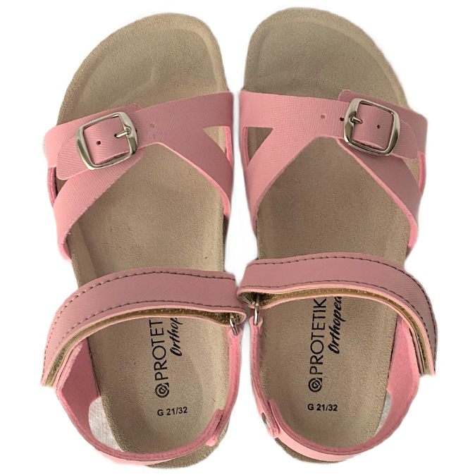 High arch support and deep heel cup cork sandals for girls