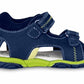 Blue arch supporting leather sandals for toddler boys