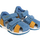 Light blue suede leather sandals suitable for first walker boys, made from genuine leather by Protetika manufacturer.