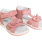 Open toe pink sandals for first walker girls, made from genuine leather by Protetika.
