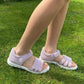 Light purple suede leather sandals for older girls. Arch supporting, and leather on the inside and upper.