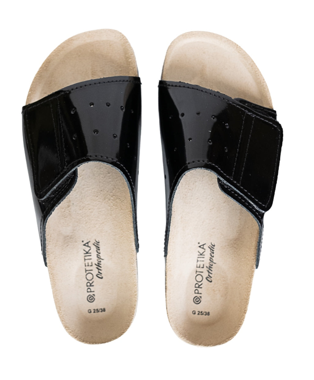 Cork orthopedic black sandals for girls and ladies, by Protetika brand.