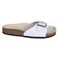 Glossy white orthopedic leather sandals for women, to prevent flat feet and knees and hip pain.