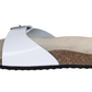 Glossy white orthopedic leather Protetika sandals for women, to prevent flat feet and knees and hip pain.
