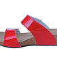 Glossy red women orthopedic cork wedge sandals - feelgoodshoes.ae