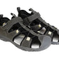 Grey and black athletic arch support leather sandals with one hook-and-loop strap, made by Protetika. 