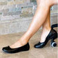 Black Leather Ballet Flats - Comfortable Women's Shoes