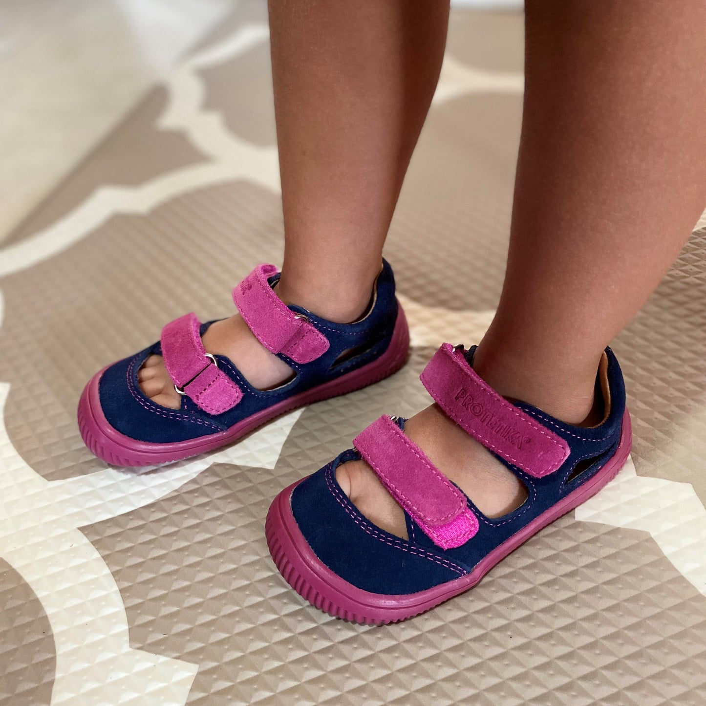 barefoot BERG pink blue girls sneakers (narrow)