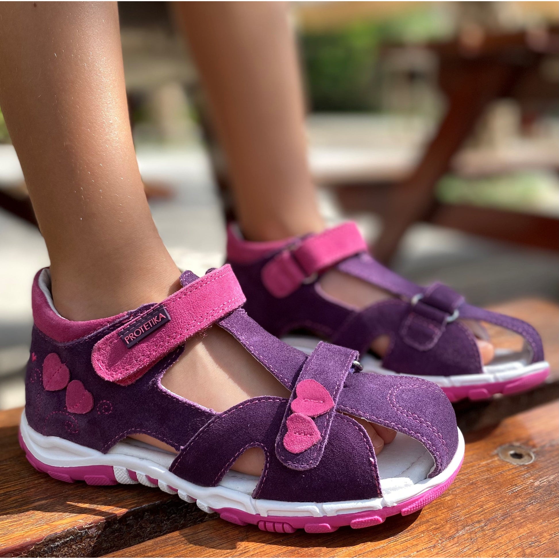 Purple girls sandals by Protetika is an every day shoe as well as for festive occasions.