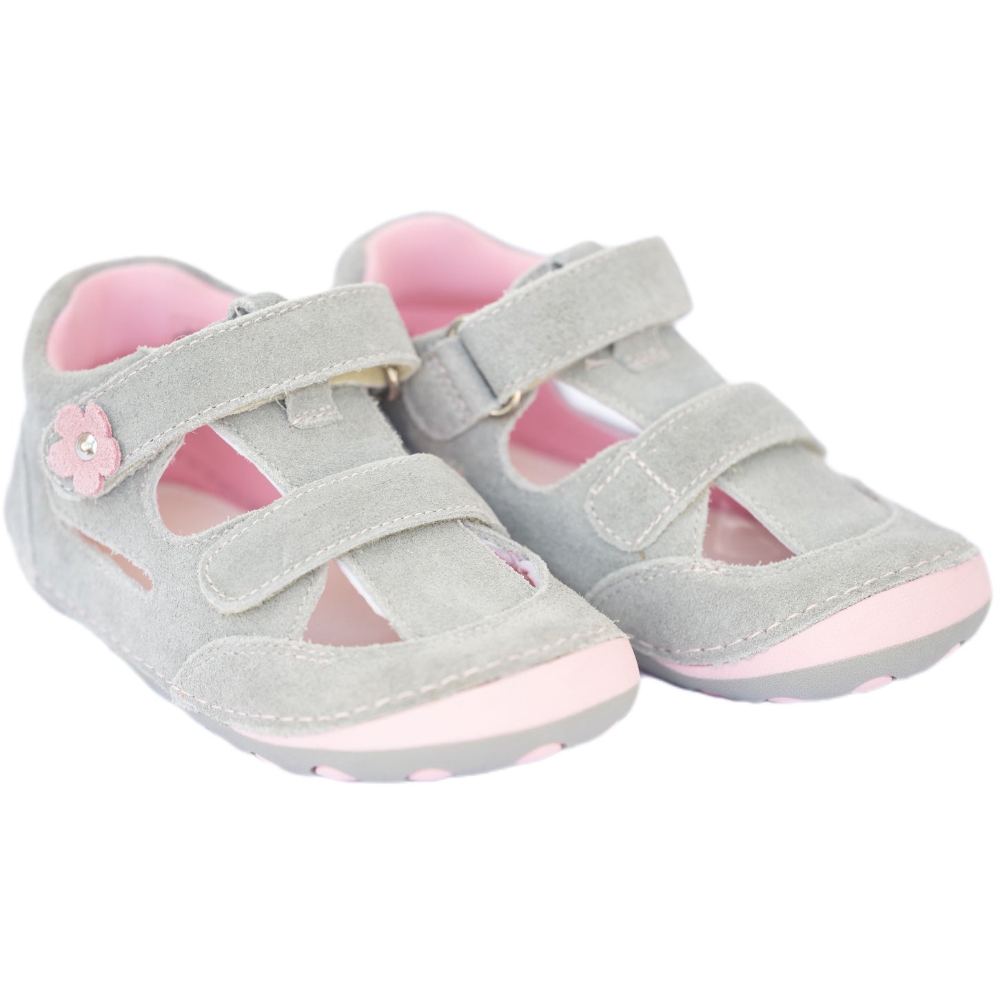 Barefoot sneakers for toddlers girls, made from suede leather, Protetika brand.