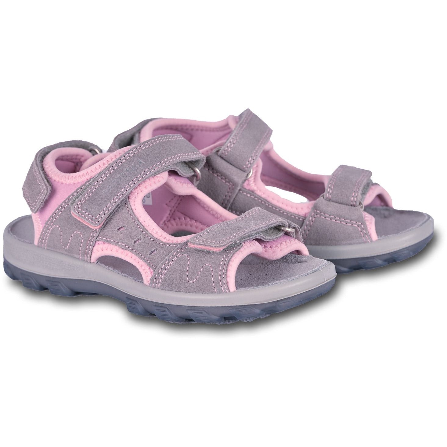 Stylish looking ergonomically shaped suede leather sandals for older girls.