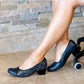 NENA Dark Blue Women's Heel Pumps - Elegant Leather Shoes