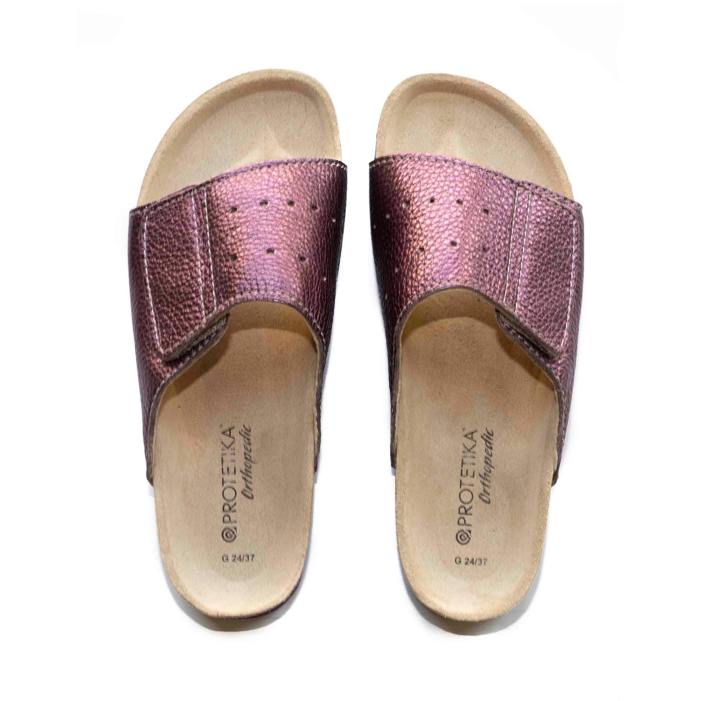 T122 RADANA: metallic fuchsia ladies orthotic sandals
