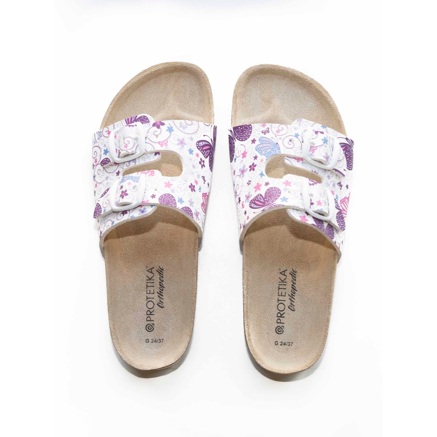 T92: colour 12 - white purple ladies orthotic sandals