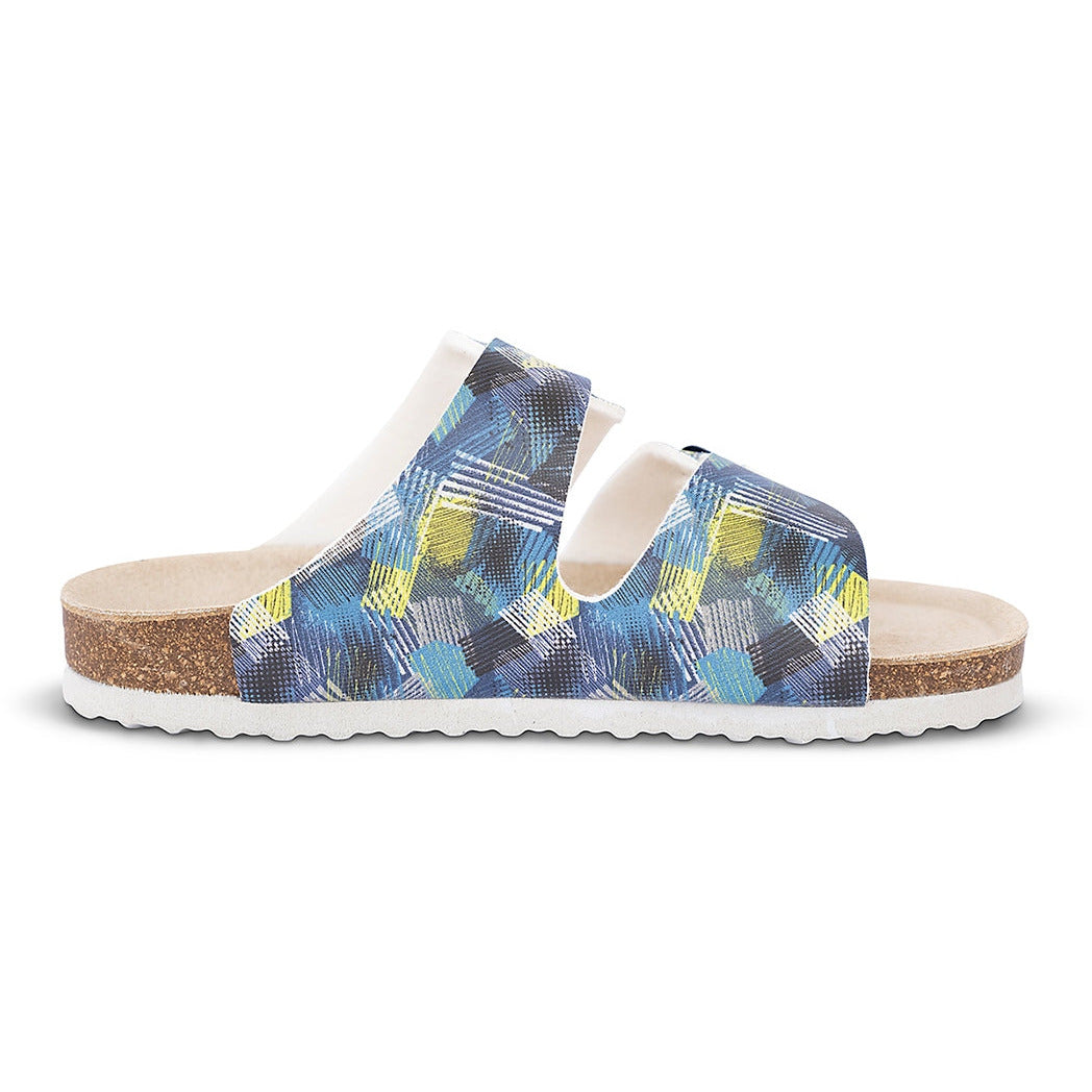 orthotic older girls/boys sandals : T94: blue green yellow - feelgoodshoes.ae