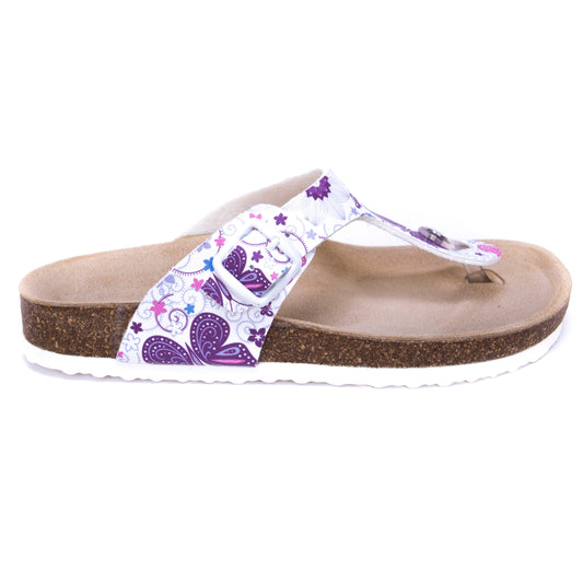 T96: colour 12 - white purple ladies orthotic sandals - feelgoodshoes.ae