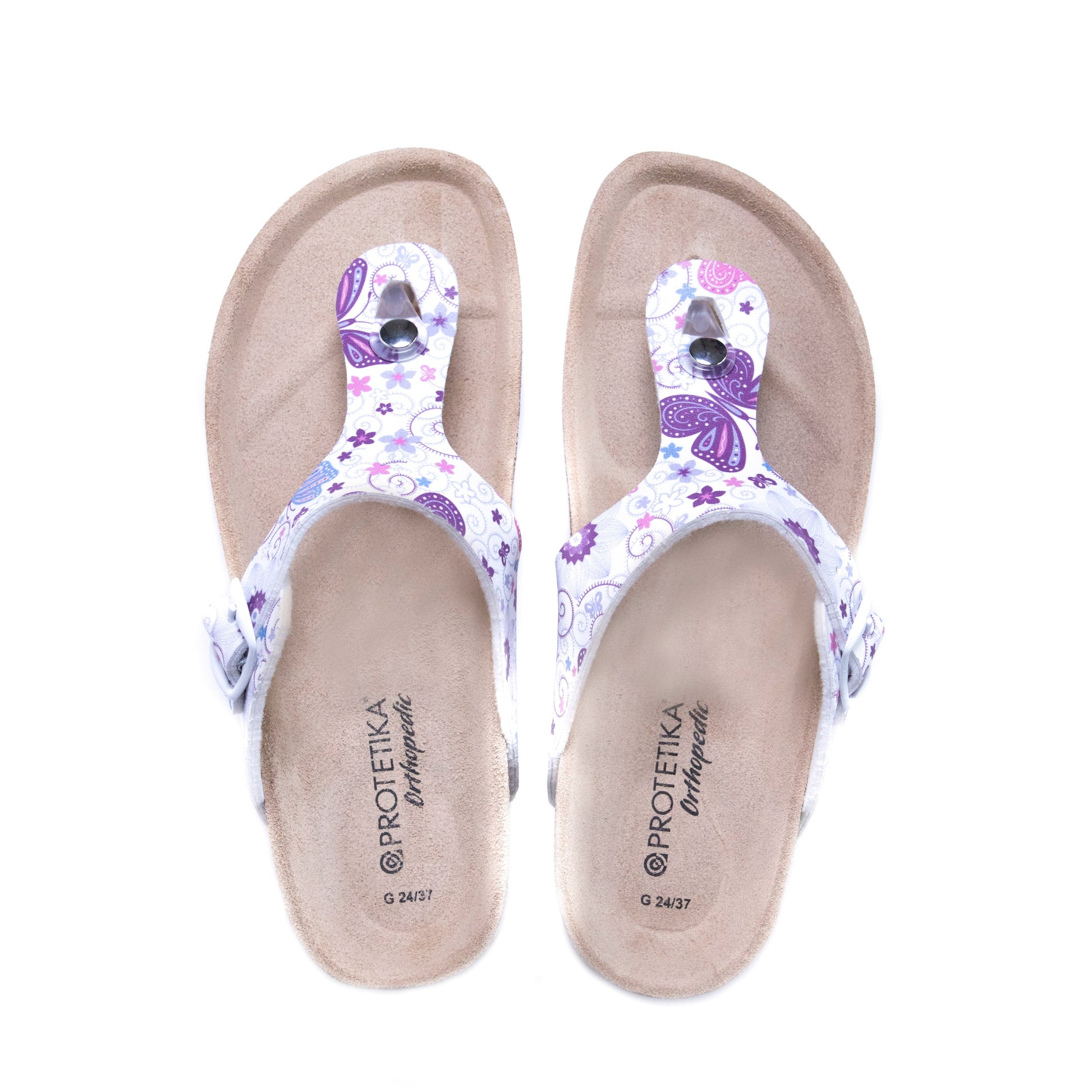 T96: colour 12 - white purple ladies orthotic sandals - feelgoodshoes.ae