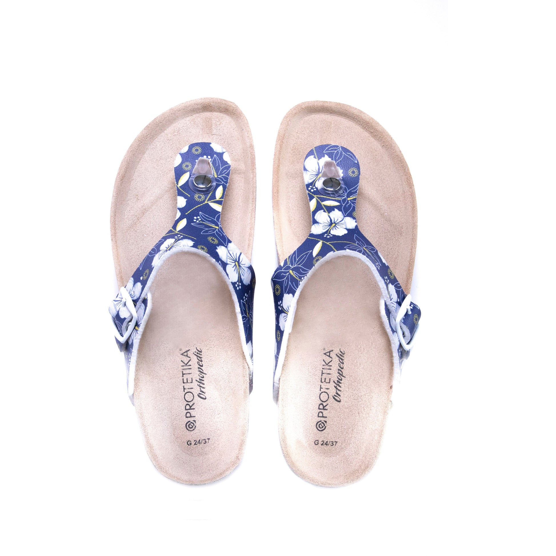 T96: colour 96 - white blue ladies orthotic sandals - feelgoodshoes.ae