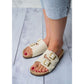 T92: colour croco cream ladies orthotic sandals - feelgoodshoes.ae
